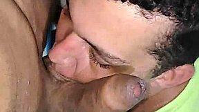 Muscular ebony guy receives greedy blowjob from sexy partner