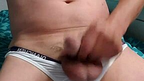 Boy enjoying solo underwear play