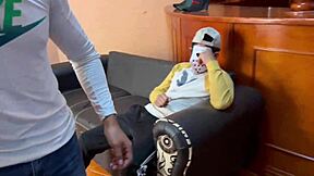Heterosexual pays to have gay anal sex with machine