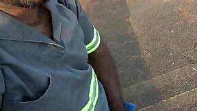 jerking off alone at the construction site in secret