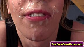 blonde stud delivers intense pov blowjob with cumshot finish!