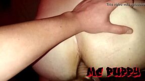 Anal fun with a chubby gay man using a Mcpuppy toy