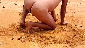African beauty Ladysilva shows off her gay twink body on the beach