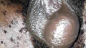 skinny african twink stroking hairy oiled black cock in solo play