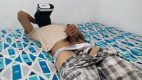 Watching porn in VR glasses for kinky homemade pleasure