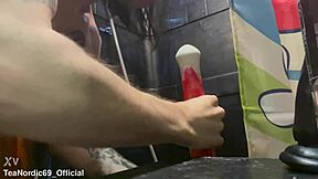 twink deepthroats massive horse cock toy