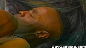 Gay black cock in a dress room scene with a twink and a cumshot