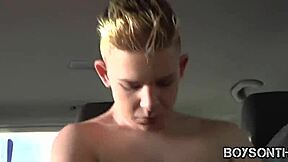 Beautiful twinks get picked up and taken for a ride while they have sex