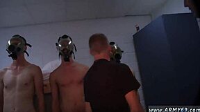 new recruits get drenched in cum during military shower training.