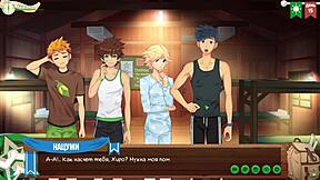 Young anime friends enjoy a hot beach party together