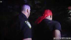 Boys Creampie in Interracial Police Uniform Action