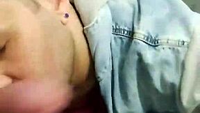 Getting a hot blowjob on the emergency stairs at the mall.