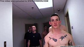 new recruits get drenched in cum during military shower training.