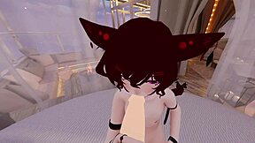 Naughty cat boy gets wild in VR chat, wanna join?