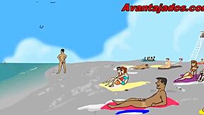 A black cartoon character fucked in his ass by a white one