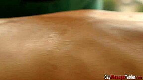 A masseur with ginger hair has sex with his young client