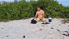 Dutch fag gets wild with blowjob on sandy beach