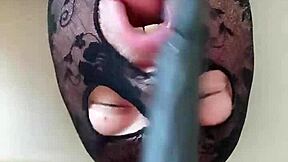 Oral Fun with Long Dildo in Close-Up German Play?