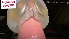 guy moans fucking fleshlight to creampie with dirty gay talk