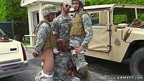 First Time Gay Sex with Military Punishment in 3some