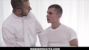 The church president and a young Mormon have passionate fun