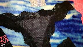 Transexual crossdresser in closet with wife's thong