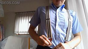 suit fetish with solo cock fun