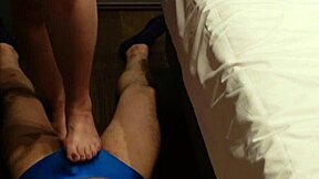 humiliation as bbw crushes my cock and balls with feet