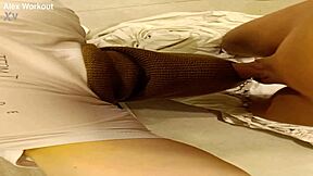 deep blowjob in bed with muscular amateur couple