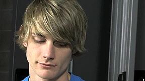 Twinks hook up for rough oral in locker room