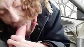Buddy Moans Loud During Car Blowjob