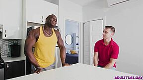 Black Harrison teaches white BFF Christopher interracial anal fucking