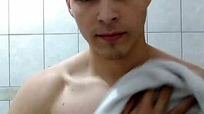 Young Latino Twink Caught in Shower Scene