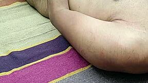 indian straight guy masturbates huge cock outdoors with two hands