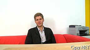 Obscene blow job for lusty gay with huge bareback cock