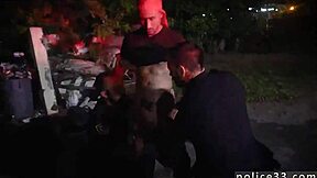 hot nude police men fucking in a gay threesome group, homie takes it easy