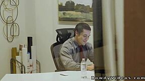 gay rimjob and anal sex in the office during working time