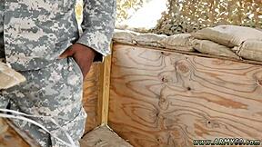 Straight army men get nasty with big cock blowjob and anal fucking outdoors