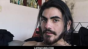 Straight long haired latino stud fucked by gay roommate for cash & free rent pov!