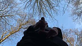 In the shadow with my 9 inches cock for cute european twink handjob outdoor sexy fun