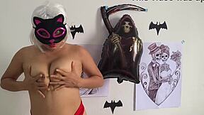 Trick-or-Treating Stepdad Enjoys Perverted Halloween with Juicy Spit-Soaked Cocksucking Until Cumming
