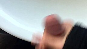 Solo gay twink masturbates and squirts in the bathroom with big cock blowjob