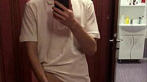 i feel like a dream boy beautifully stroking my 23cm big dick in the mirror