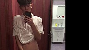 i feel like a dream boy beautifully stroking my 23cm big dick in the mirror