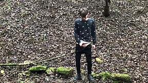 I'm the horny cute boy stroking my big dick outdoors in snowy weather