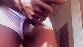 Nigerian Twink's Monster Black Cock Teases in Solo African Outdoor Stroke Session