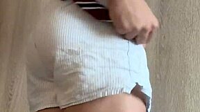 after school twink in uniform humps pillow. bubble butt big cock shakes wildly.