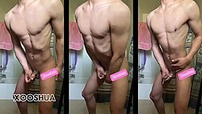 Horny 18yo twink virgin with perfect body cums hard on monster cock homemade