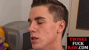 skinny amateur twink couple rims toys blows cum facials