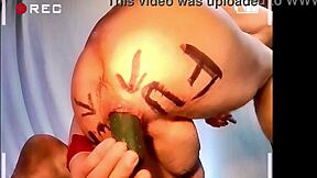 Pathetic Slave Stretches Cunt Cucumber Brush Tiny Uncut Humiliation